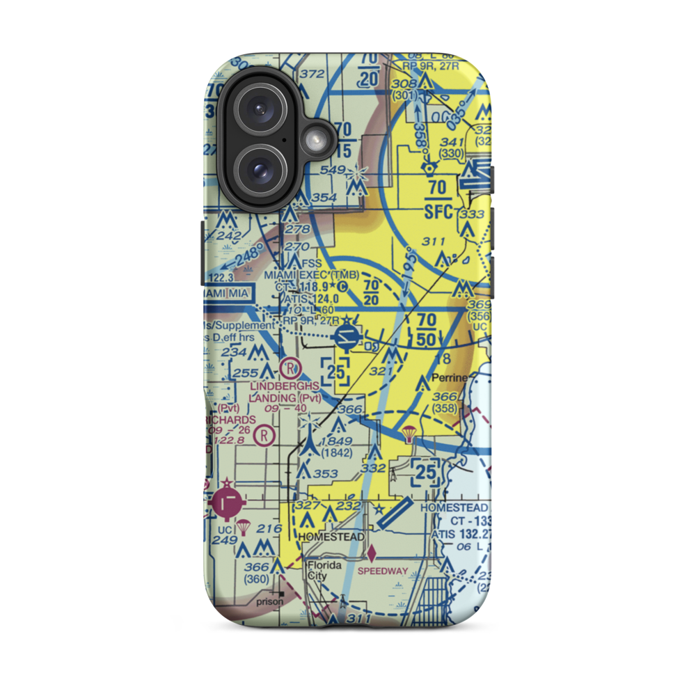 Miami Executive Airport (TMB) VFR Sectional  Tough iPhone Case iPhone 16 Plus model shown
