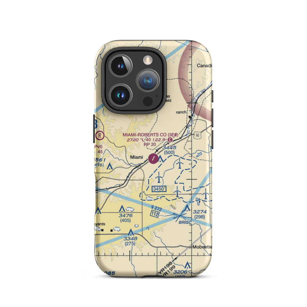 Miami Roberts County Airport (3E0) VFR Sectional  Tough iPhone Case iPhone 16 Pro model shown
