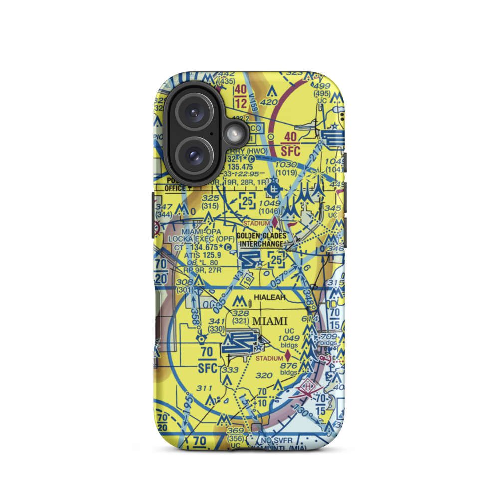 Miami-Opa Locka Executive Airport (OPF) VFR Sectional  Tough iPhone Case iPhone 16 model shown