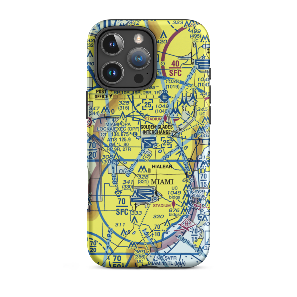 Miami-Opa Locka Executive Airport (OPF) VFR Sectional  Tough iPhone Case iPhone 16 Pro Max model shown