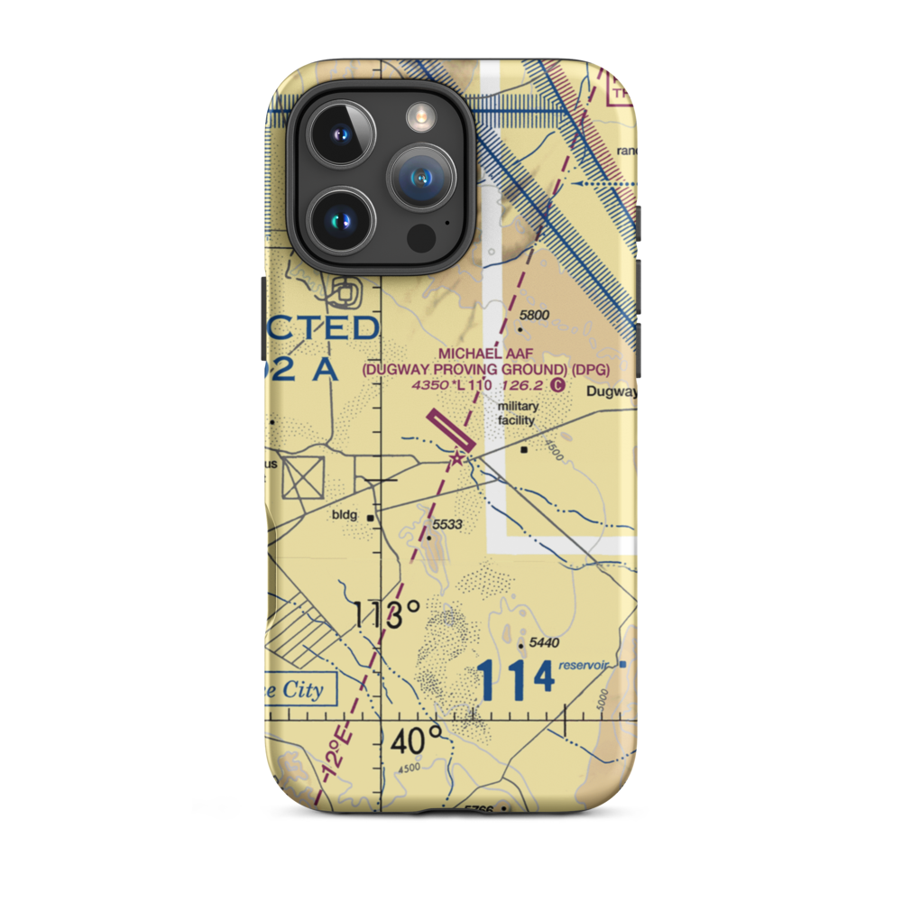 Michael AAF (Dugway Proving Ground) Airport (DPG) VFR Sectional  Tough iPhone Case iPhone 16 Pro Max model shown