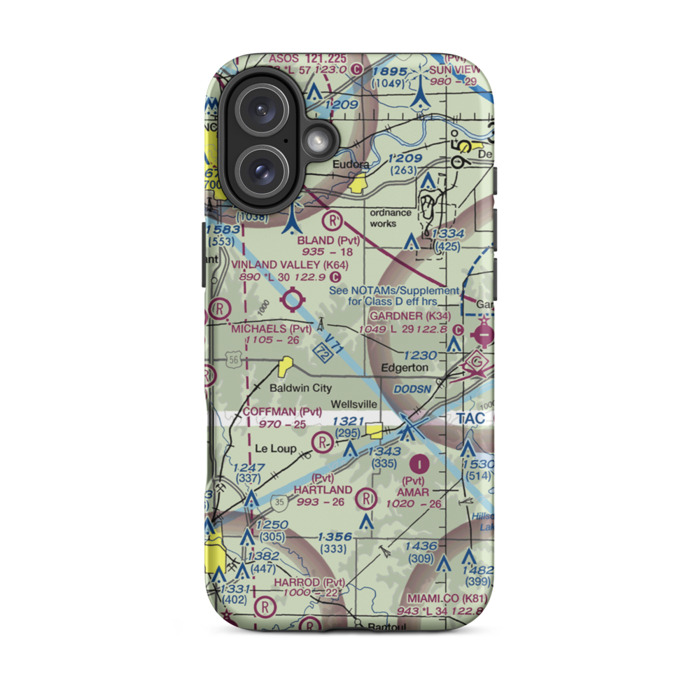 Michael Airport (54KS) VFR Sectional  Tough iPhone Case iPhone 16 Plus model shown