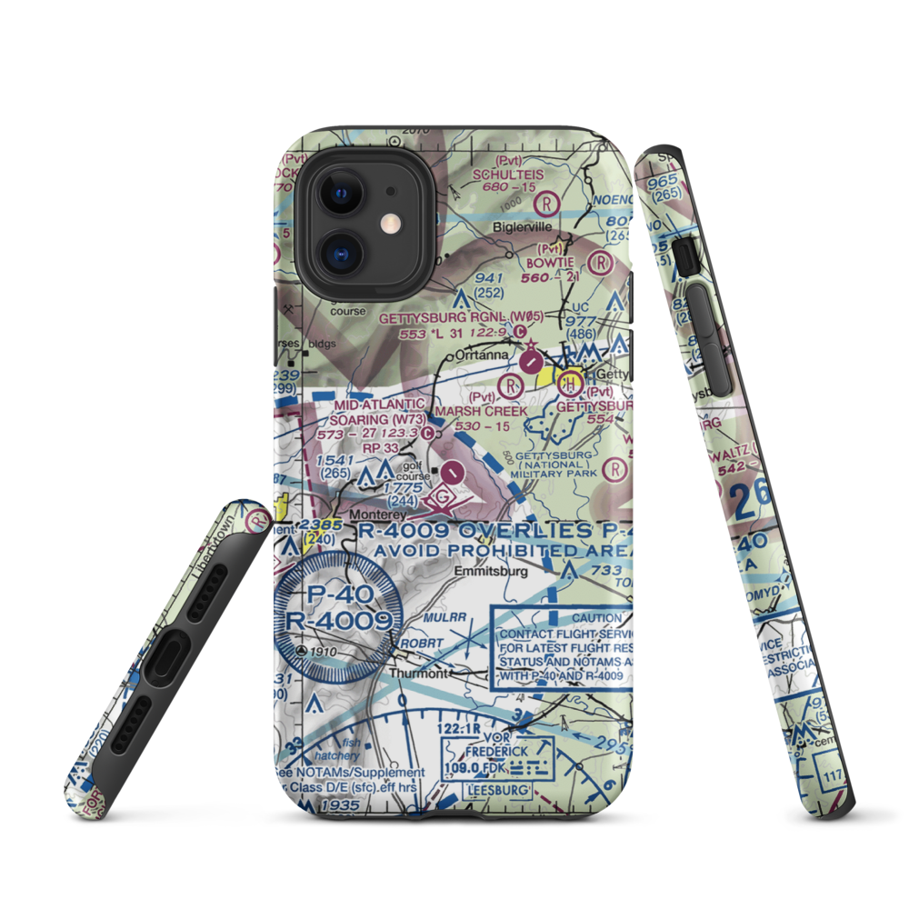 Mid Atlantic Soaring Center Airport (W73) VFR Sectional  Tough iPhone Case iPhone 11 model shown