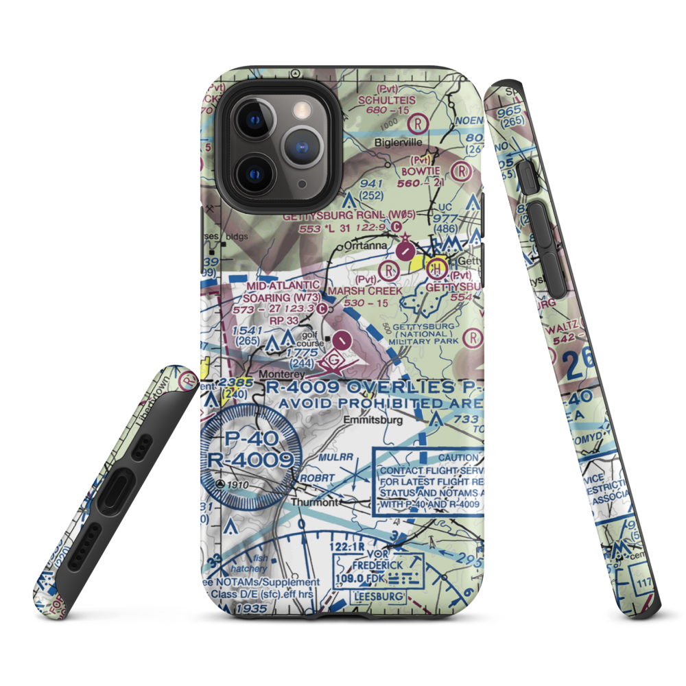 Mid Atlantic Soaring Center Airport (W73) VFR Sectional  Tough iPhone Case iPhone 11 Pro model shown