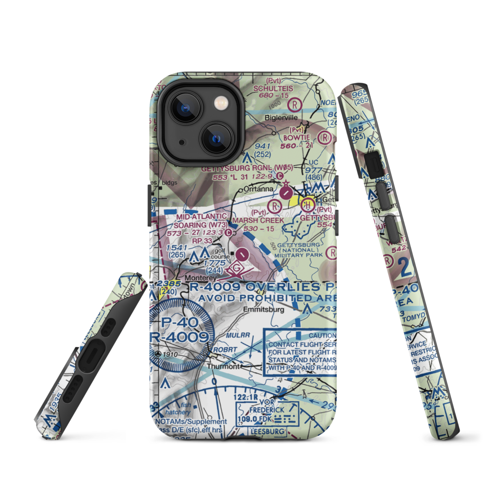 Mid Atlantic Soaring Center Airport (W73) VFR Sectional  Tough iPhone Case iPhone 14 model shown
