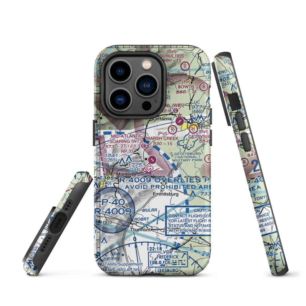 Mid Atlantic Soaring Center Airport (W73) VFR Sectional  Tough iPhone Case iPhone 14 Pro model shown
