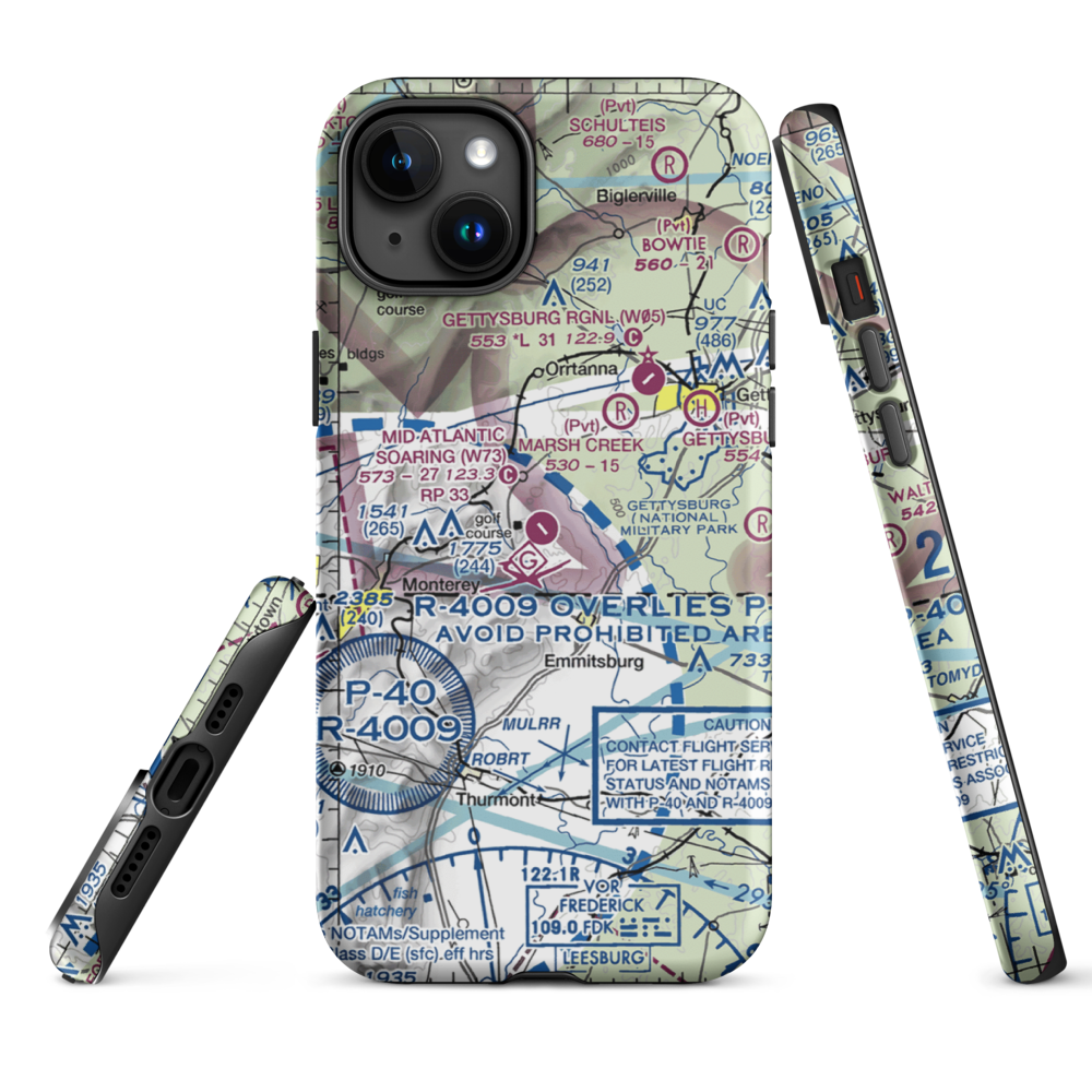 Mid Atlantic Soaring Center Airport (W73) VFR Sectional  Tough iPhone Case iPhone 15 Plus model shown