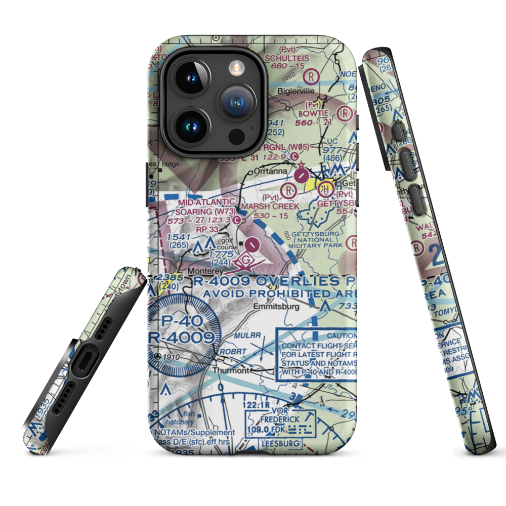 Mid Atlantic Soaring Center Airport (W73) VFR Sectional  Tough iPhone Case iPhone 15 Pro Max model shown