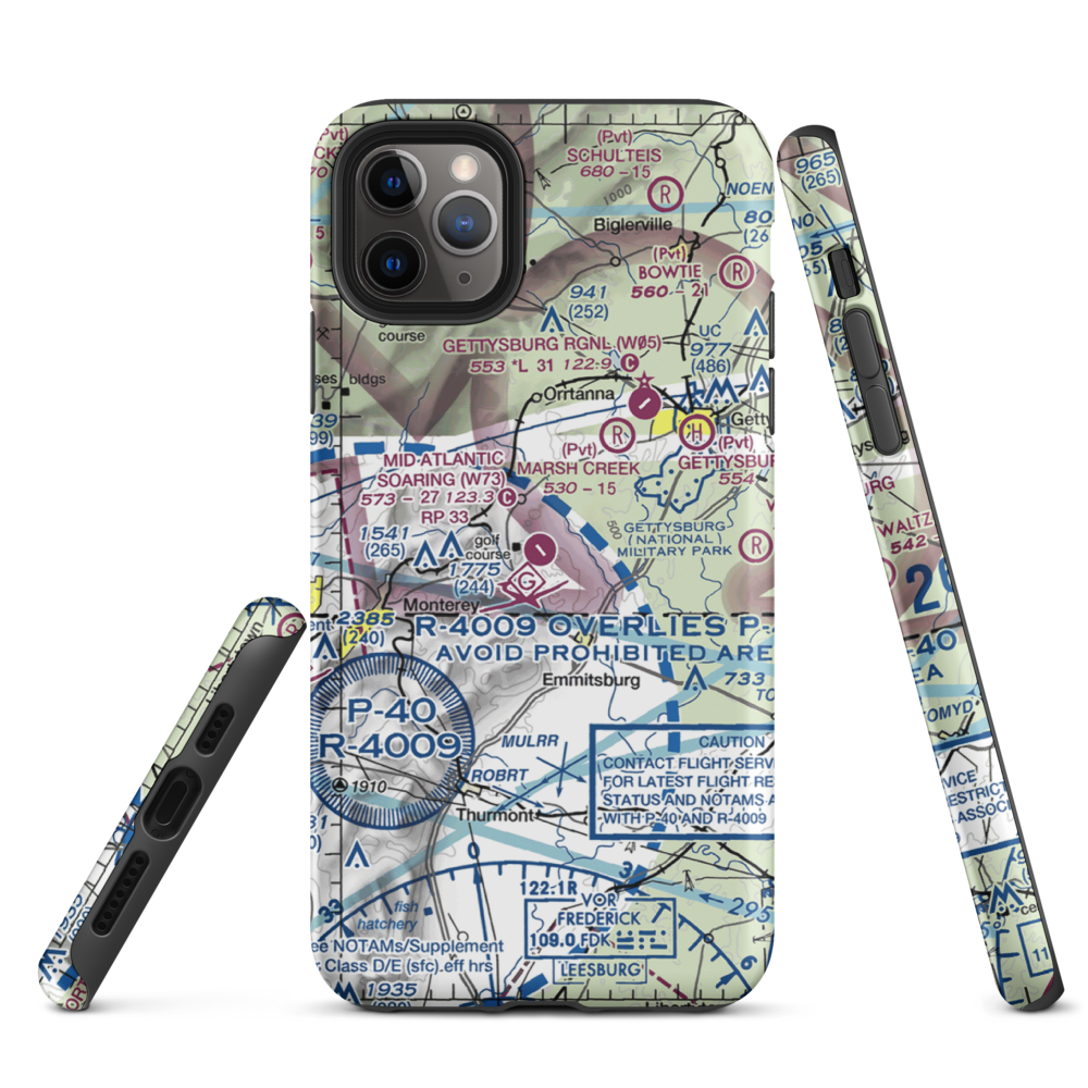 Mid Atlantic Soaring Center Airport (W73) VFR Sectional  Tough iPhone Case iPhone 11 Pro Max model shown