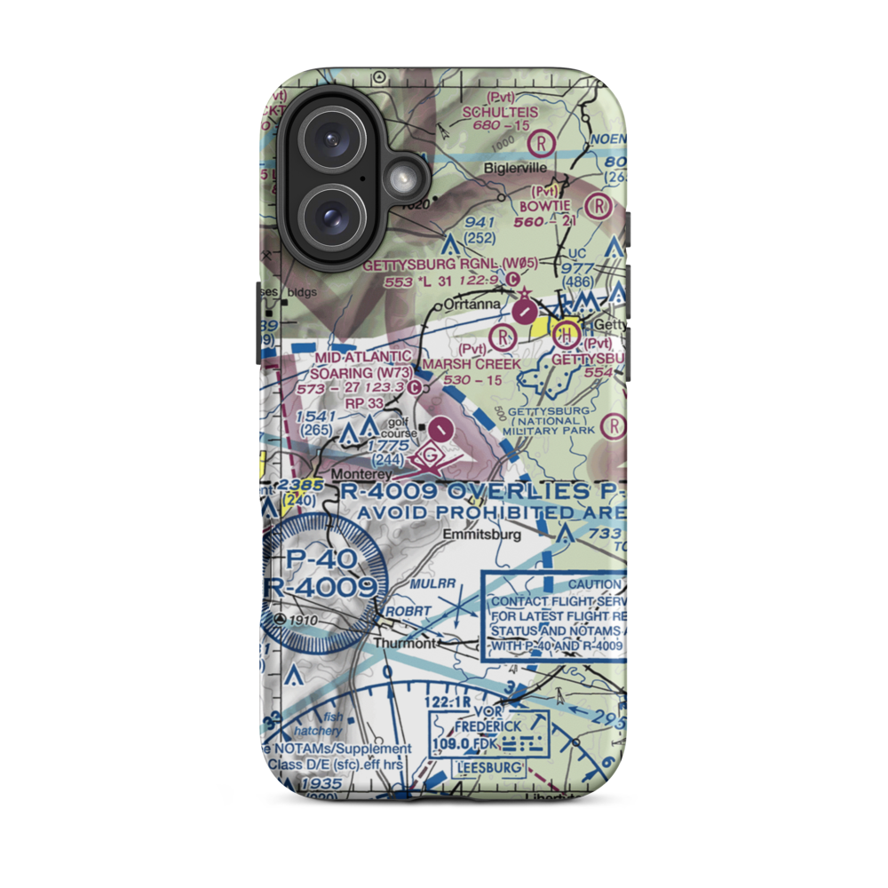 Mid Atlantic Soaring Center Airport (W73) VFR Sectional  Tough iPhone Case iPhone 16 Plus model shown