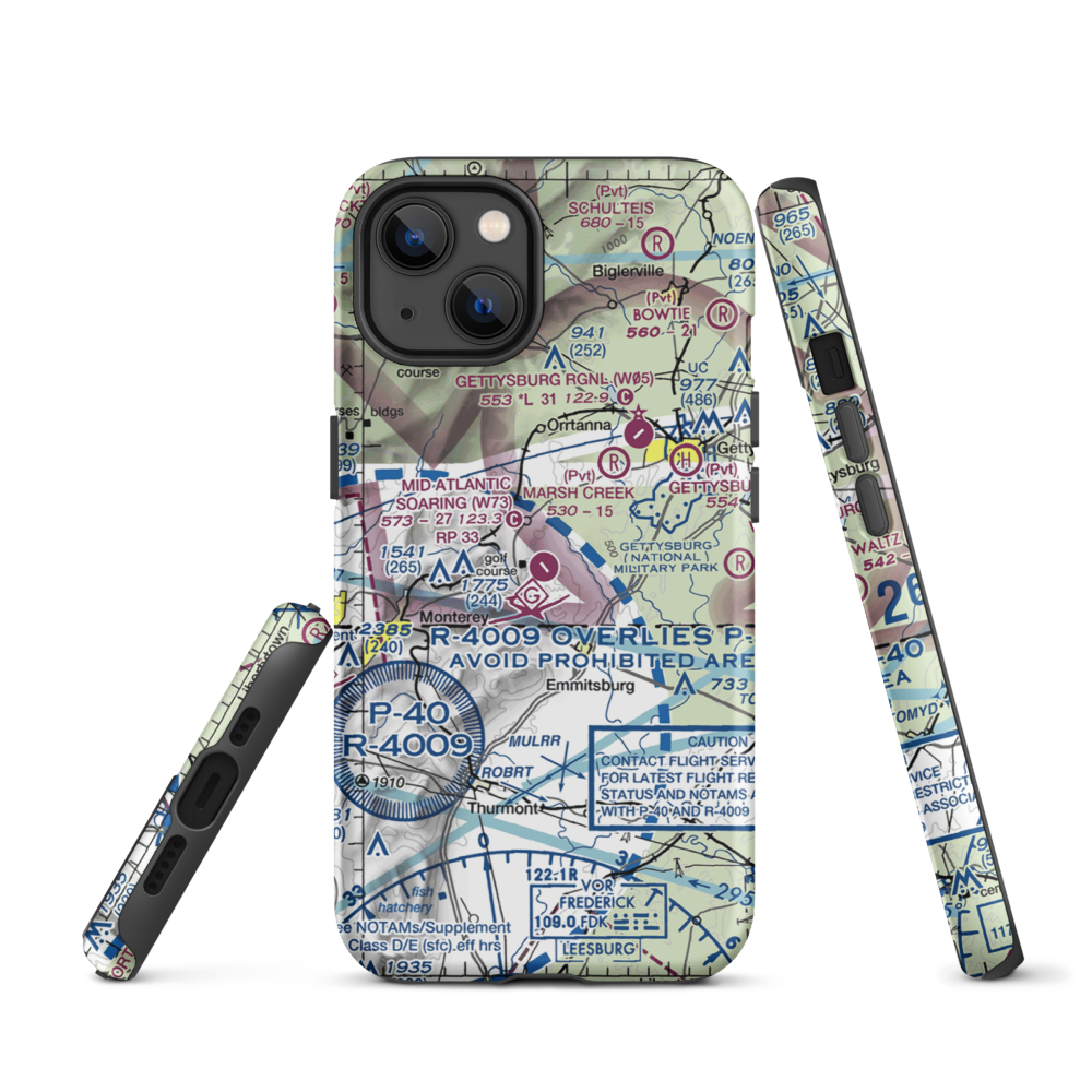 Mid Atlantic Soaring Center Airport (W73) VFR Sectional  Tough iPhone Case iPhone 13 model shown