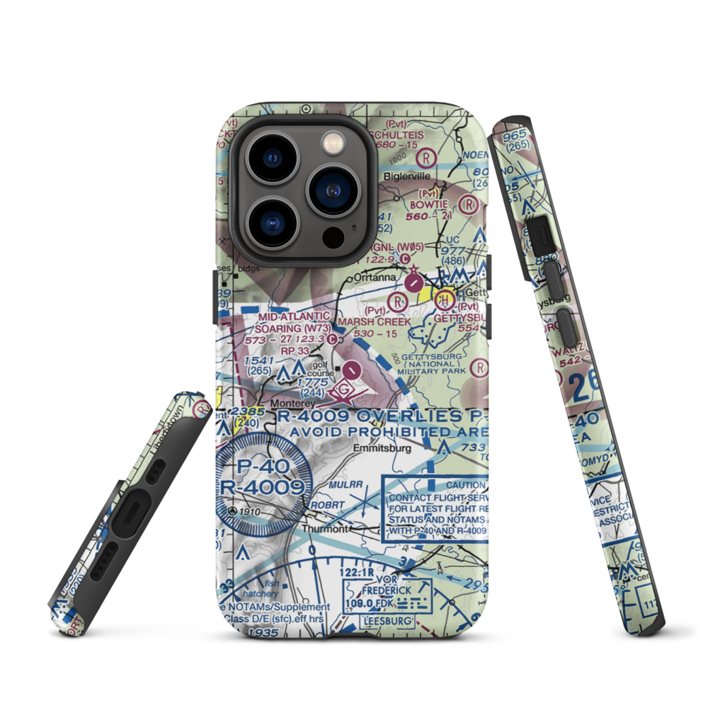 Mid Atlantic Soaring Center Airport (W73) VFR Sectional  Tough iPhone Case iPhone 13 Pro model shown