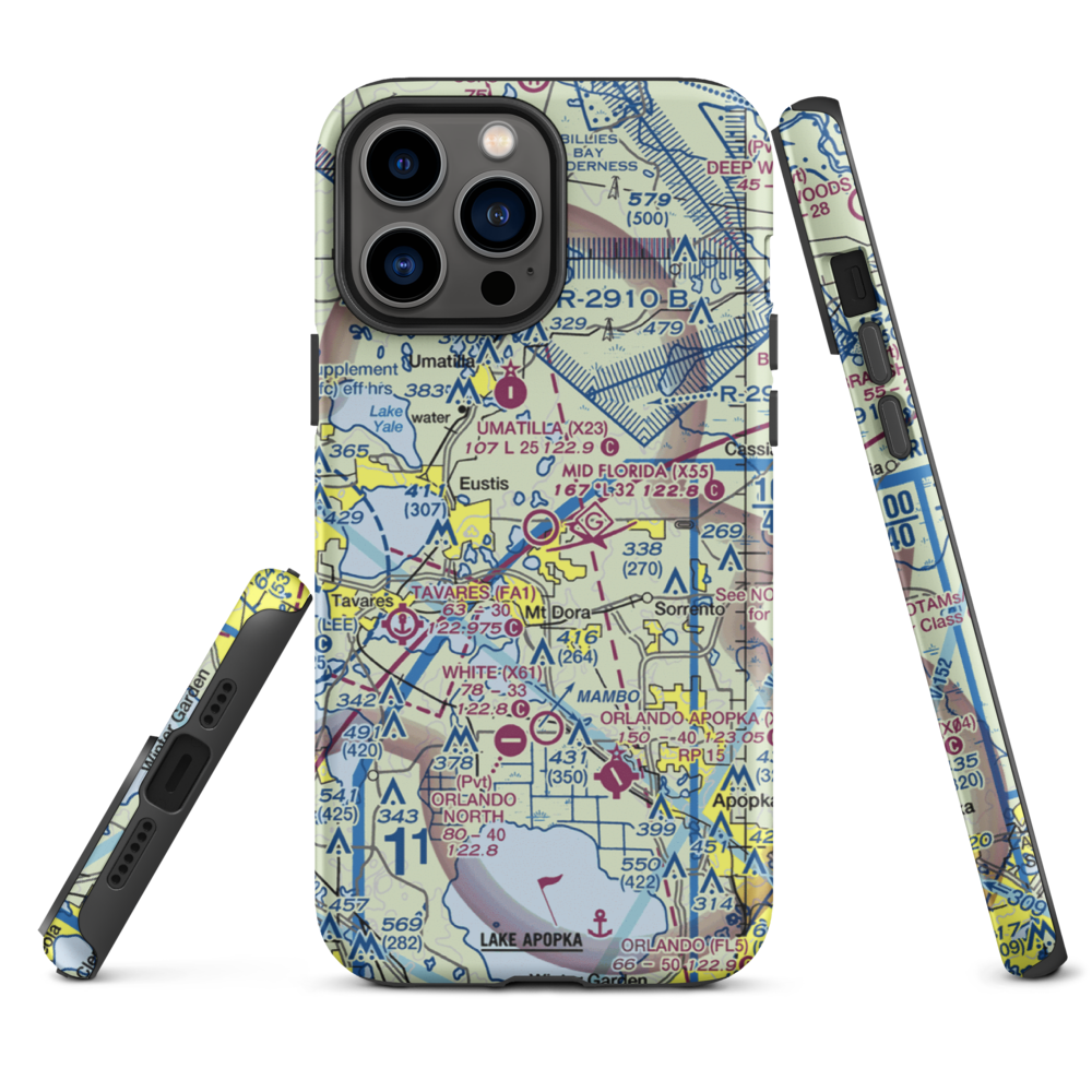 Mid Florida at Eustis Airport (X55) VFR Sectional  Tough iPhone Case iPhone 13 Pro Max model shown