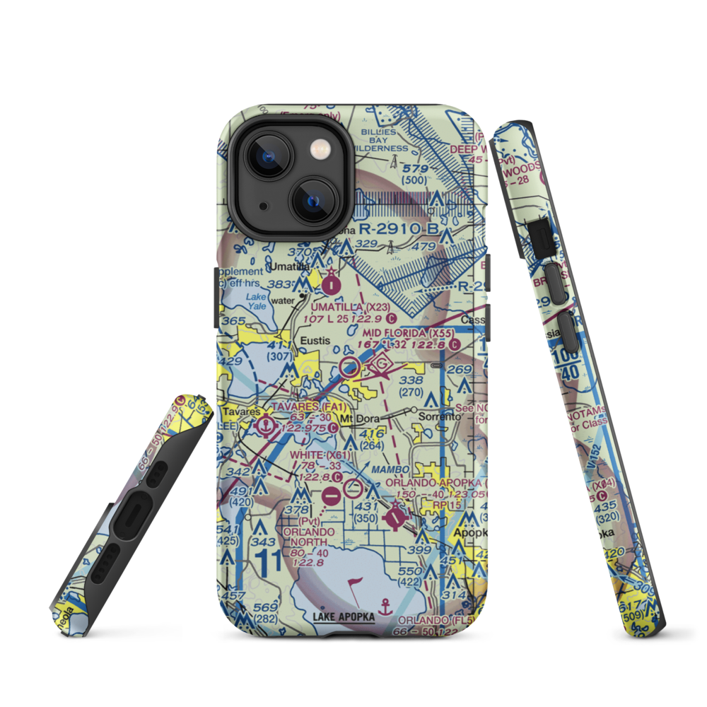 Mid Florida at Eustis Airport (X55) VFR Sectional  Tough iPhone Case iPhone 14 model shown
