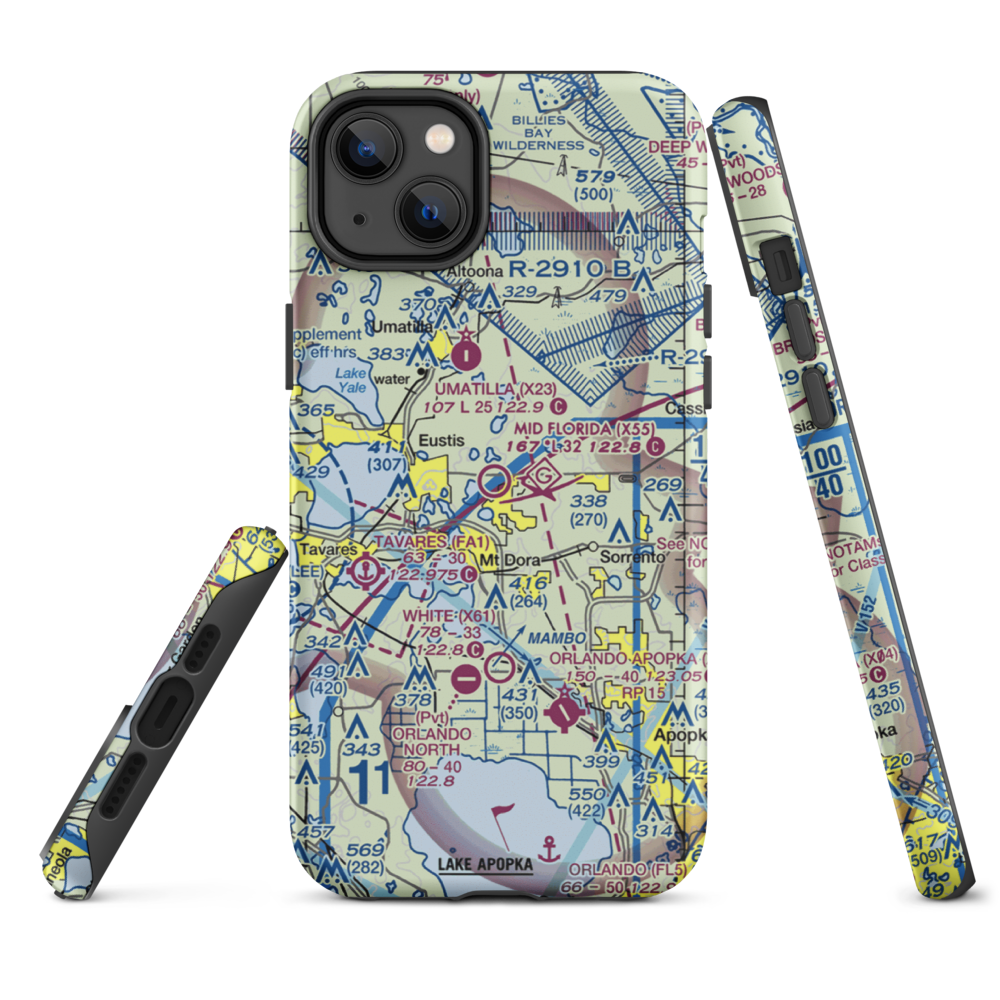 Mid Florida at Eustis Airport (X55) VFR Sectional  Tough iPhone Case iPhone 14 Plus model shown