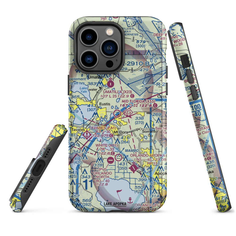 Mid Florida at Eustis Airport (X55) VFR Sectional  Tough iPhone Case iPhone 14 Pro Max model shown