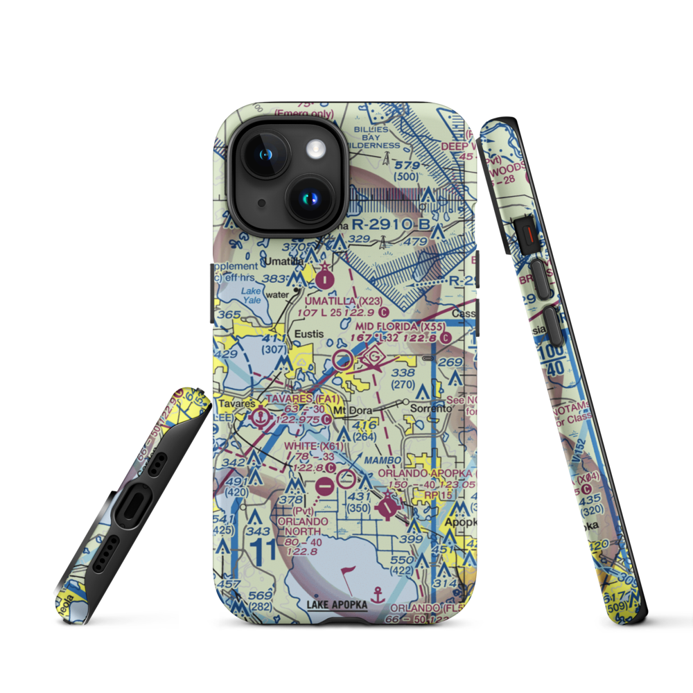 Mid Florida at Eustis Airport (X55) VFR Sectional  Tough iPhone Case iPhone 15 model shown