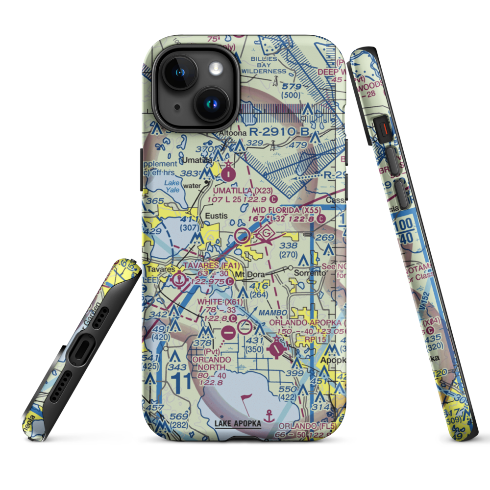 Mid Florida at Eustis Airport (X55) VFR Sectional  Tough iPhone Case iPhone 15 Plus model shown
