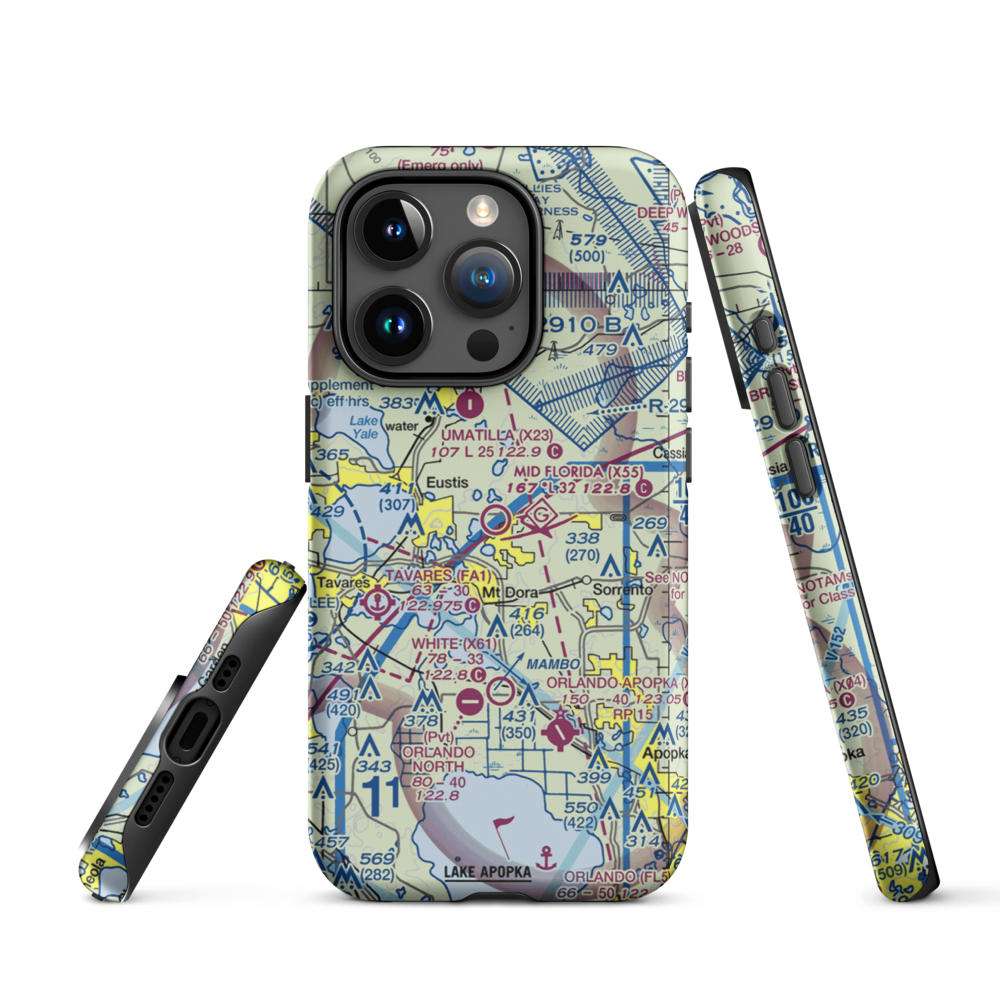 Mid Florida at Eustis Airport (X55) VFR Sectional  Tough iPhone Case iPhone 15 Pro model shown