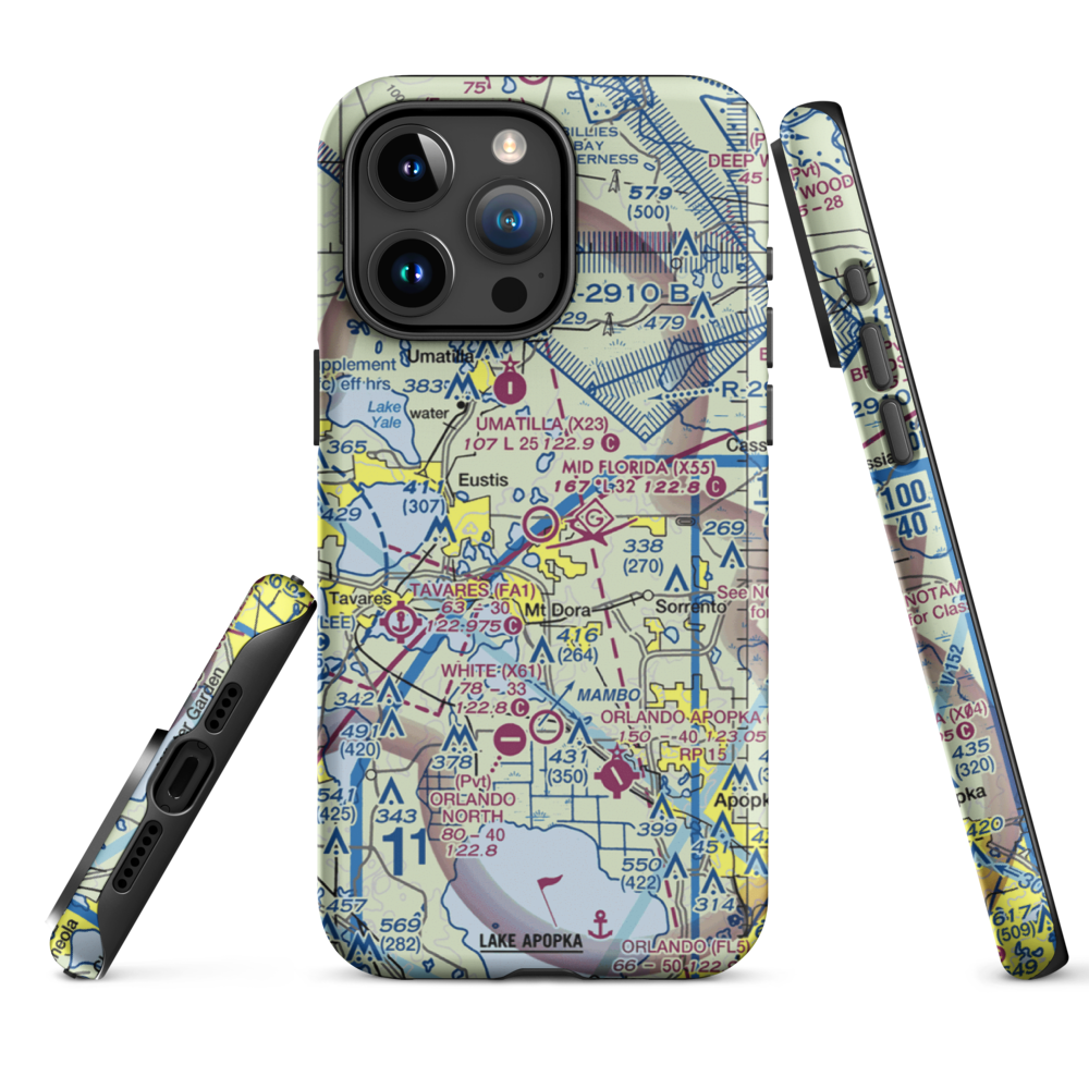 Mid Florida at Eustis Airport (X55) VFR Sectional  Tough iPhone Case iPhone 15 Pro Max model shown