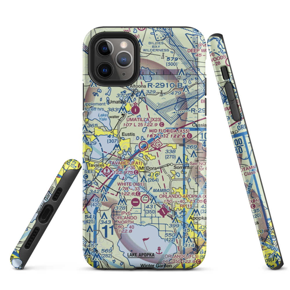 Mid Florida at Eustis Airport (X55) VFR Sectional  Tough iPhone Case iPhone 11 Pro Max model shown