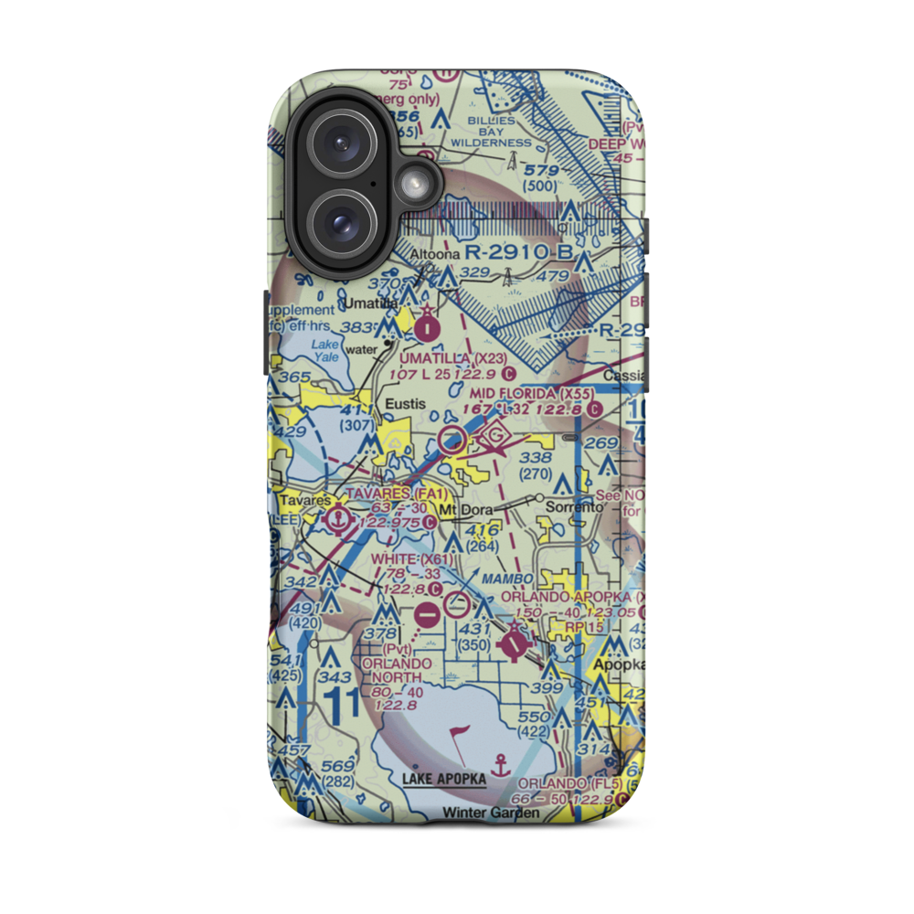 Mid Florida at Eustis Airport (X55) VFR Sectional  Tough iPhone Case iPhone 16 Plus model shown