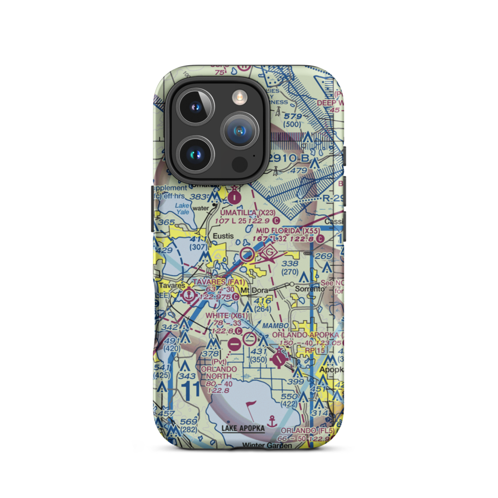 Mid Florida at Eustis Airport (X55) VFR Sectional  Tough iPhone Case iPhone 16 Pro model shown