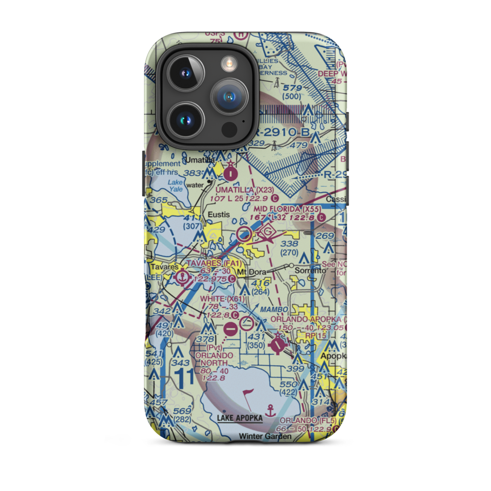 Mid Florida at Eustis Airport (X55) VFR Sectional  Tough iPhone Case iPhone 16 Pro Max model shown