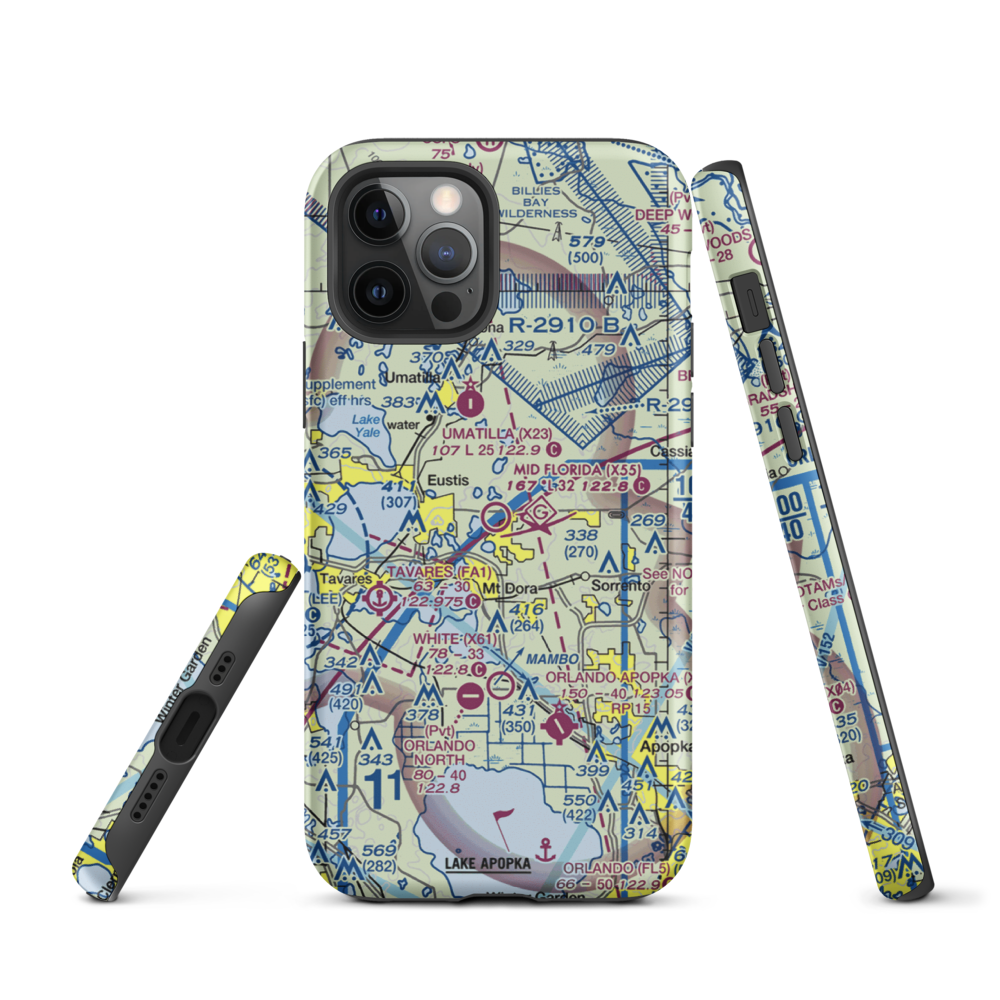 Mid Florida at Eustis Airport (X55) VFR Sectional  Tough iPhone Case iPhone 12 Pro model shown