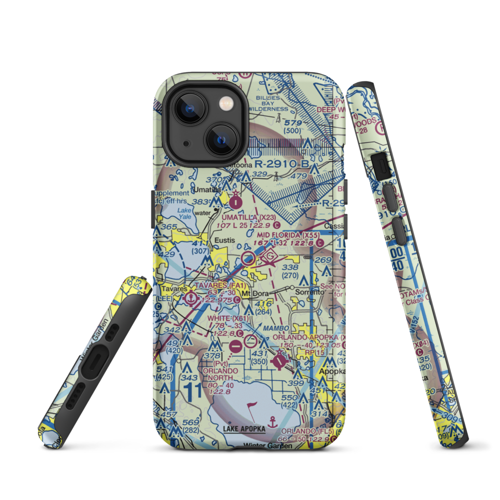 Mid Florida at Eustis Airport (X55) VFR Sectional  Tough iPhone Case iPhone 13 model shown