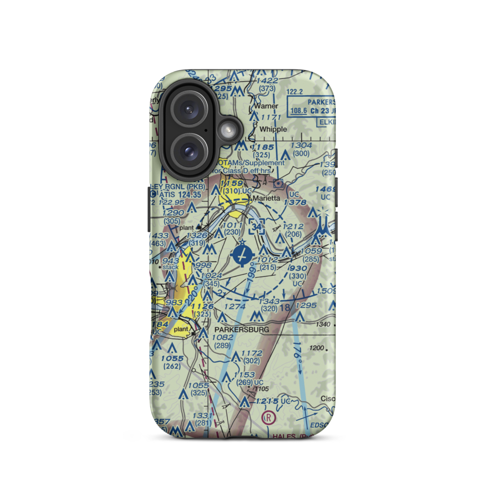 Mid Ohio Valley Regional Airport (PKB) VFR Sectional  Tough iPhone Case iPhone 16 model shown