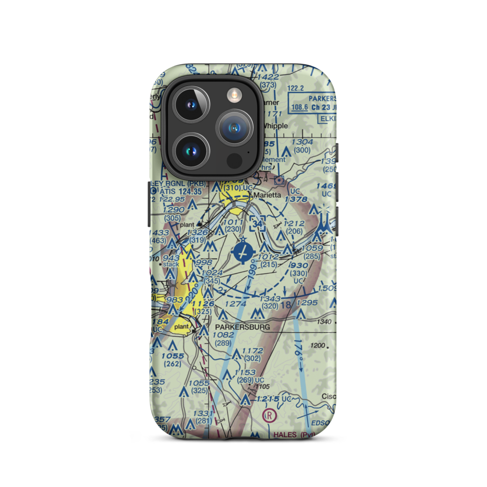 Mid Ohio Valley Regional Airport (PKB) VFR Sectional  Tough iPhone Case iPhone 16 Pro model shown