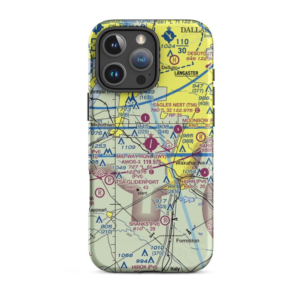 Mid Way Regional Airport (JWY) VFR Sectional  Tough iPhone Case iPhone 16 Pro Max model shown