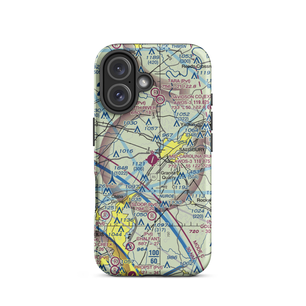Mid-Carolina Regional Airport (RUQ) VFR Sectional  Tough iPhone Case iPhone 16 model shown