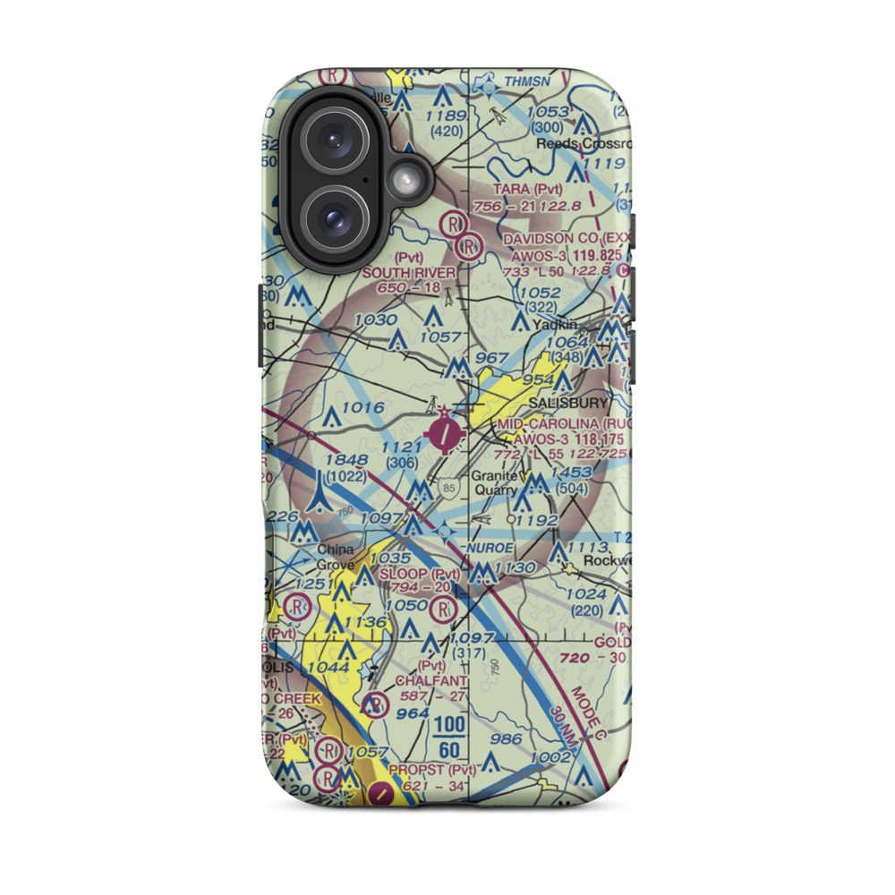 Mid-Carolina Regional Airport (RUQ) VFR Sectional  Tough iPhone Case iPhone 16 Plus model shown