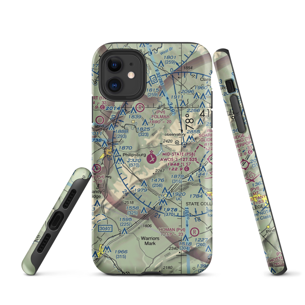 Mid-State Regional Airport (PSB) VFR Sectional  Tough iPhone Case iPhone 11 model shown