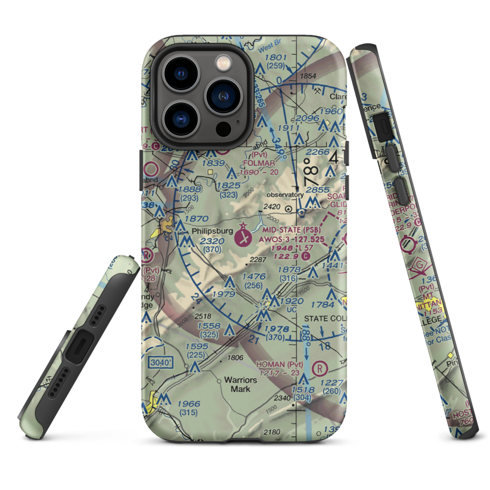 Mid-State Regional Airport (PSB) VFR Sectional  Tough iPhone Case iPhone 13 Pro Max model shown