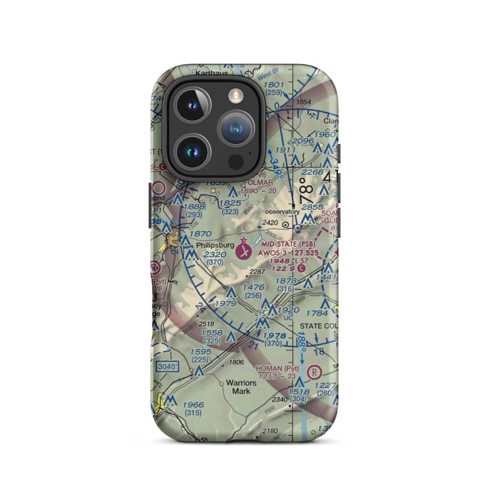 Mid-State Regional Airport (PSB) VFR Sectional  Tough iPhone Case iPhone 16 Pro model shown