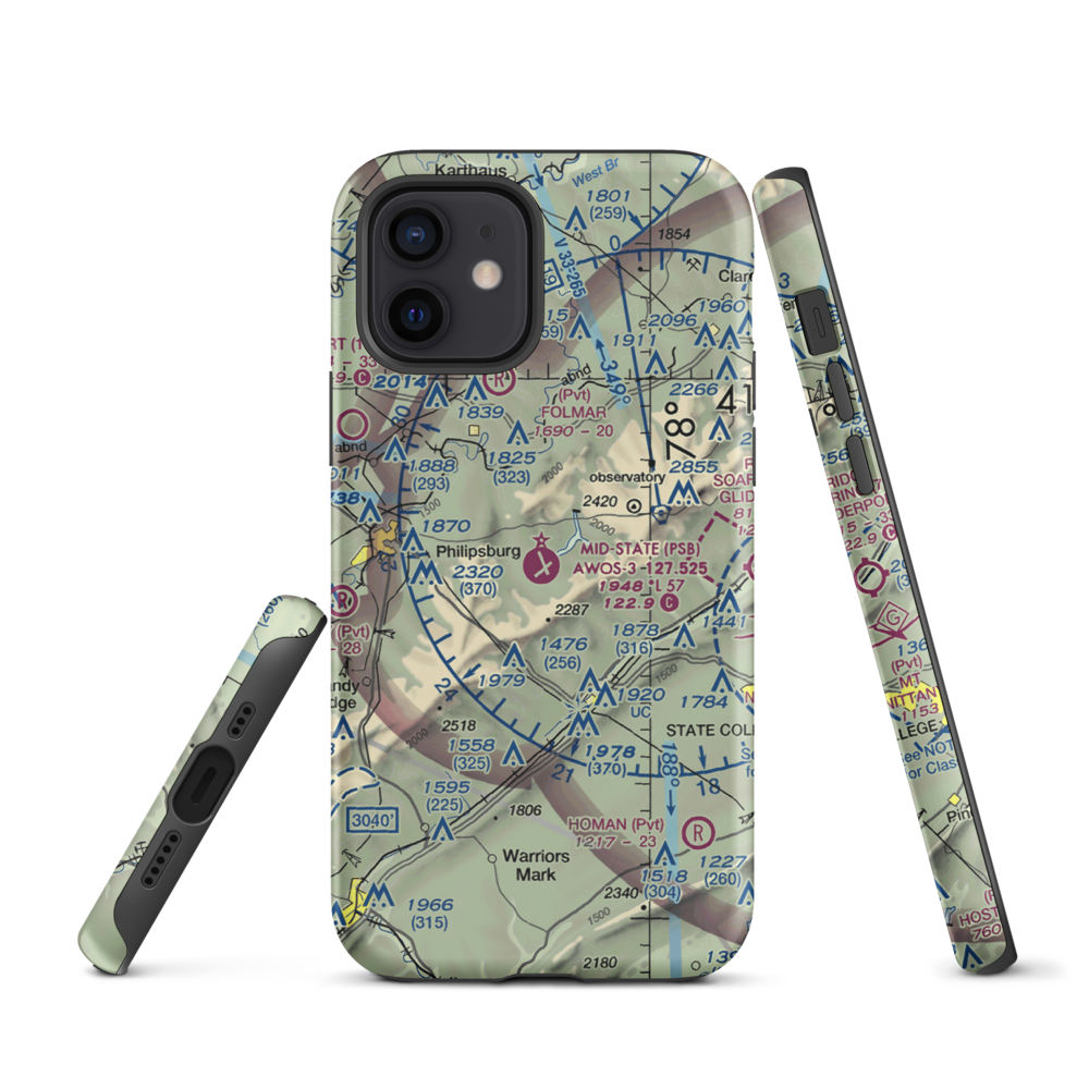 Mid-State Regional Airport (PSB) VFR Sectional  Tough iPhone Case iPhone 12 model shown