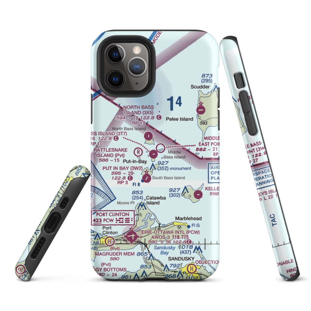 Middle Bass Island Airport (3T7) VFR Sectional  Tough iPhone Case iPhone 11 Pro model shown