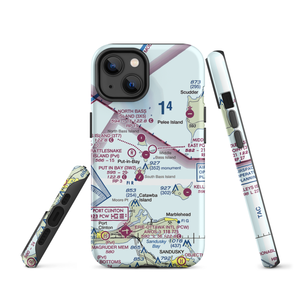 Middle Bass Island Airport (3T7) VFR Sectional  Tough iPhone Case iPhone 14 model shown