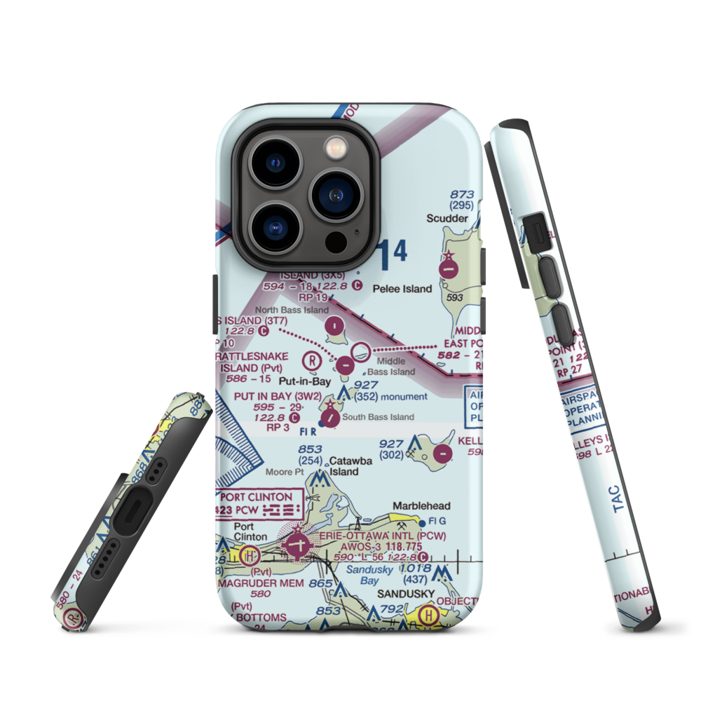 Middle Bass Island Airport (3T7) VFR Sectional  Tough iPhone Case iPhone 14 Pro model shown