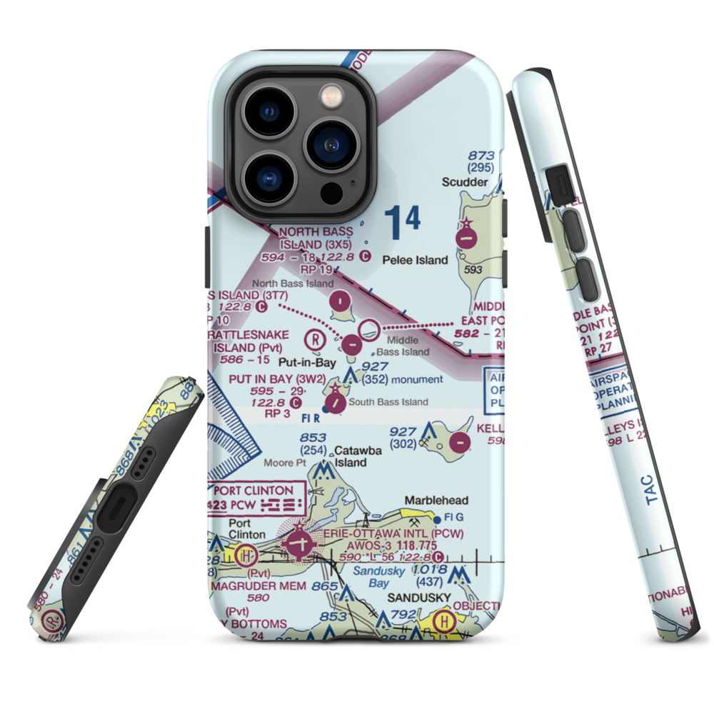 Middle Bass Island Airport (3T7) VFR Sectional  Tough iPhone Case iPhone 14 Pro Max model shown