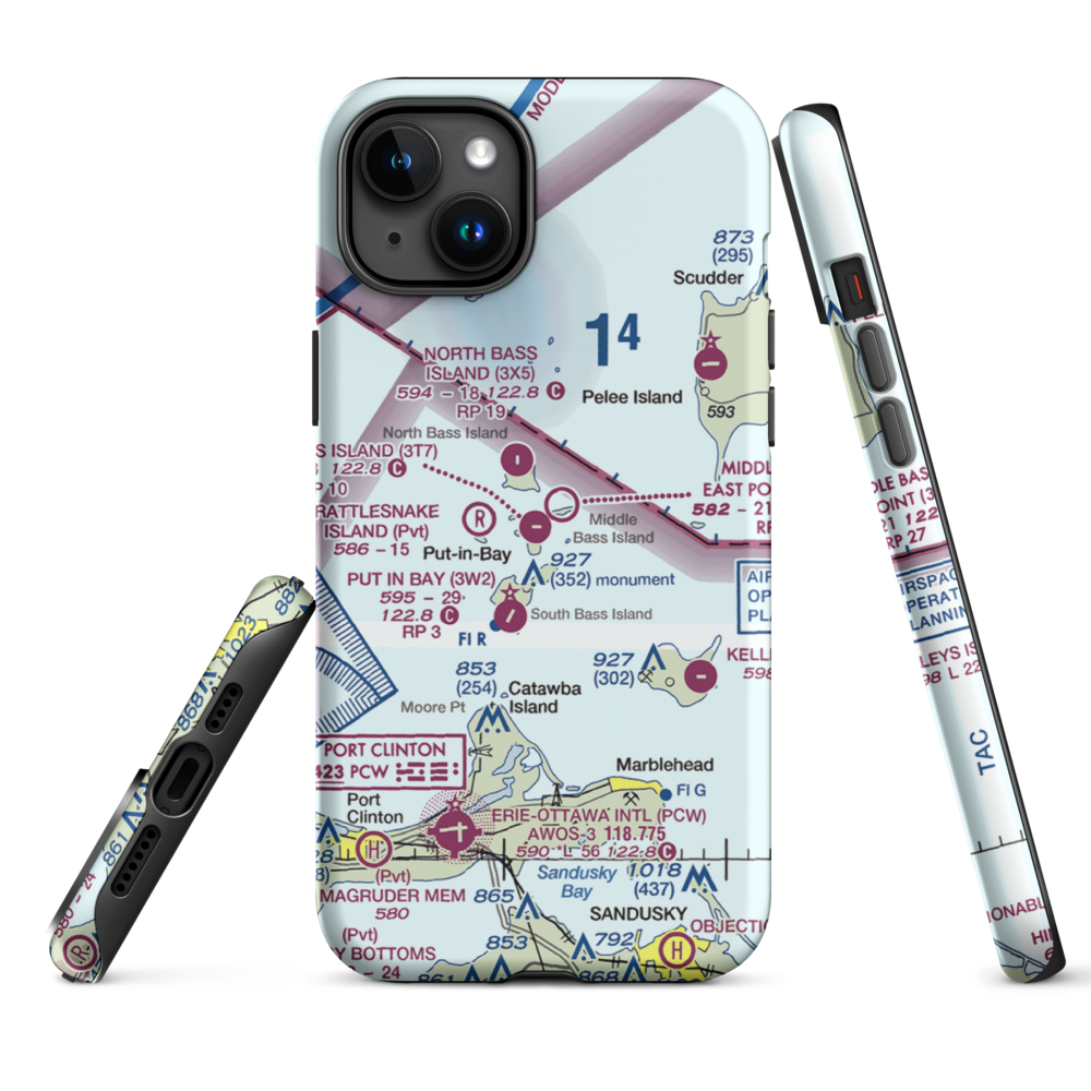 Middle Bass Island Airport (3T7) VFR Sectional  Tough iPhone Case iPhone 15 Plus model shown