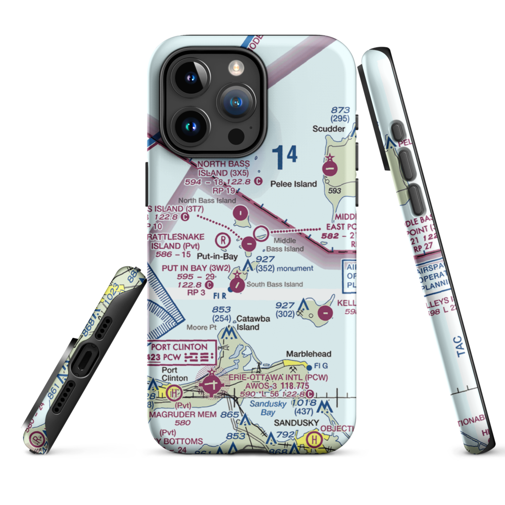 Middle Bass Island Airport (3T7) VFR Sectional  Tough iPhone Case iPhone 15 Pro Max model shown
