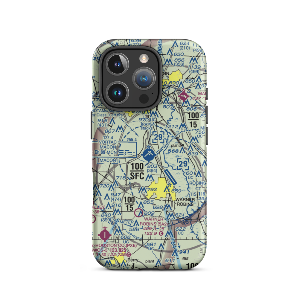 Middle Georgia Regional Airport (MCN) VFR Sectional  Tough iPhone Case iPhone 16 Pro model shown