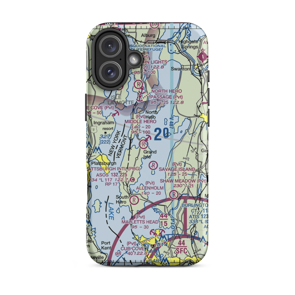 Middle Hero Seaplane Base (29VT) VFR Sectional  Tough iPhone Case iPhone 16 Plus model shown