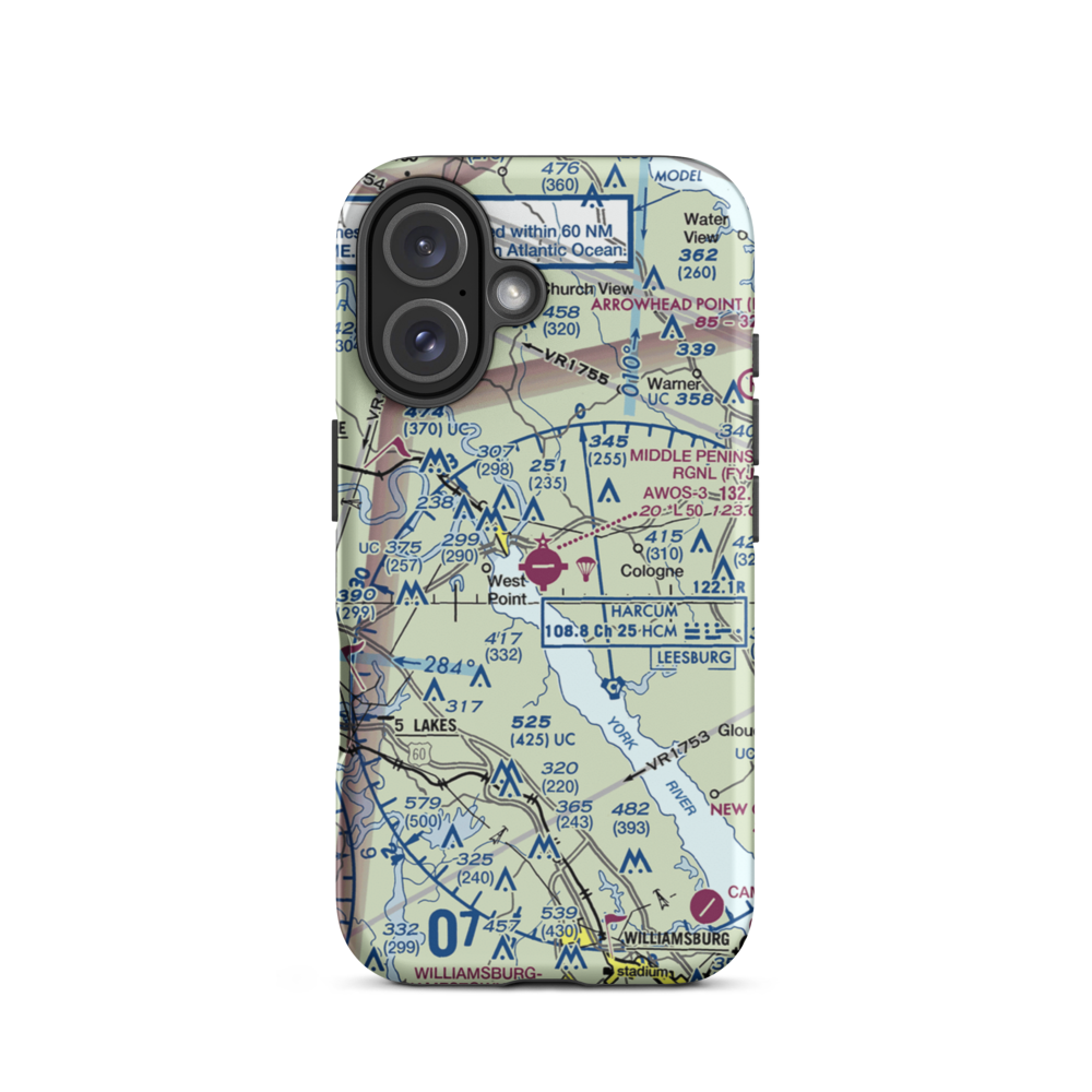 Middle Peninsula Regional Airport (FYJ) VFR Sectional  Tough iPhone Case iPhone 16 model shown