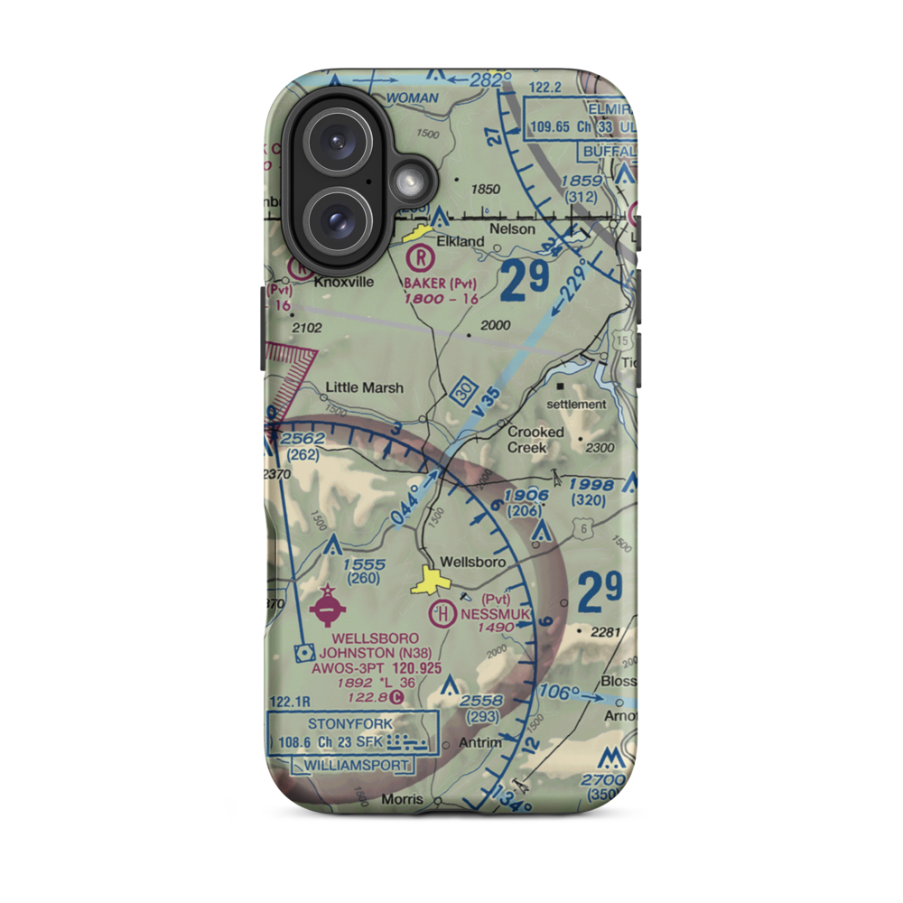 Middlebury Airport (8PS0) VFR Sectional  Tough iPhone Case iPhone 16 Plus model shown