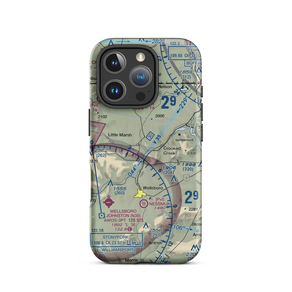 Middlebury Airport (8PS0) VFR Sectional  Tough iPhone Case iPhone 16 Pro model shown